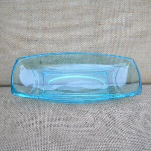 Vintage Hazel Atlas Colony Square Relish Dish Capri Blue